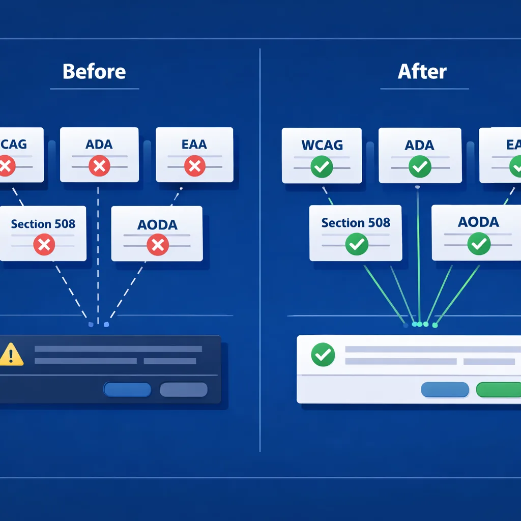 Illustration of before and after fix diagram for How to Make a Cookie Consent Banner Accessible